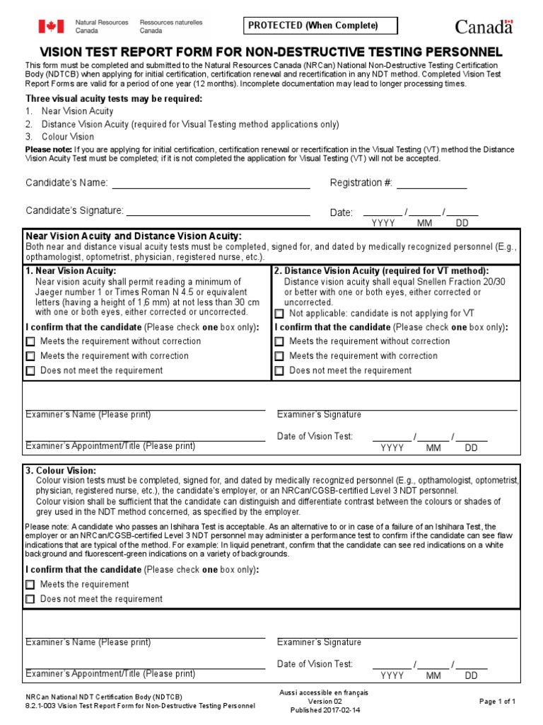 Vision Test Report for NDT Personnel | PDF | Visual Acuity ...