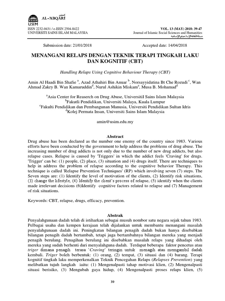 CBT Techniques for Drug Relapse Prevention | PDF | Relapse | Cognitive ...