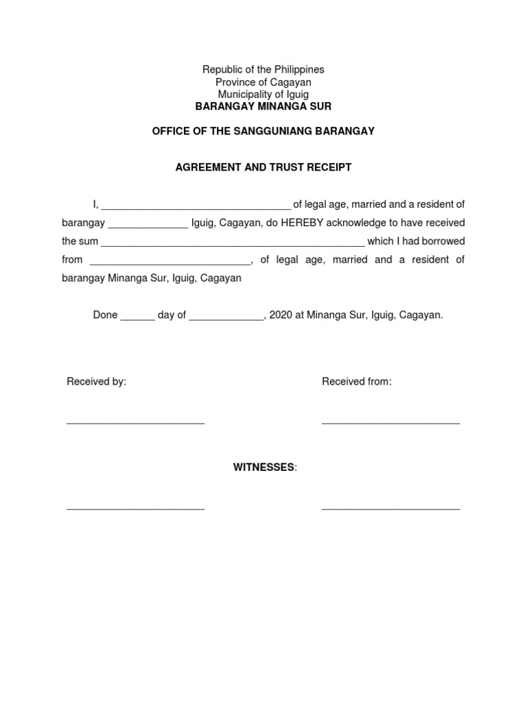 Agreement and Trust Receipt | PDF