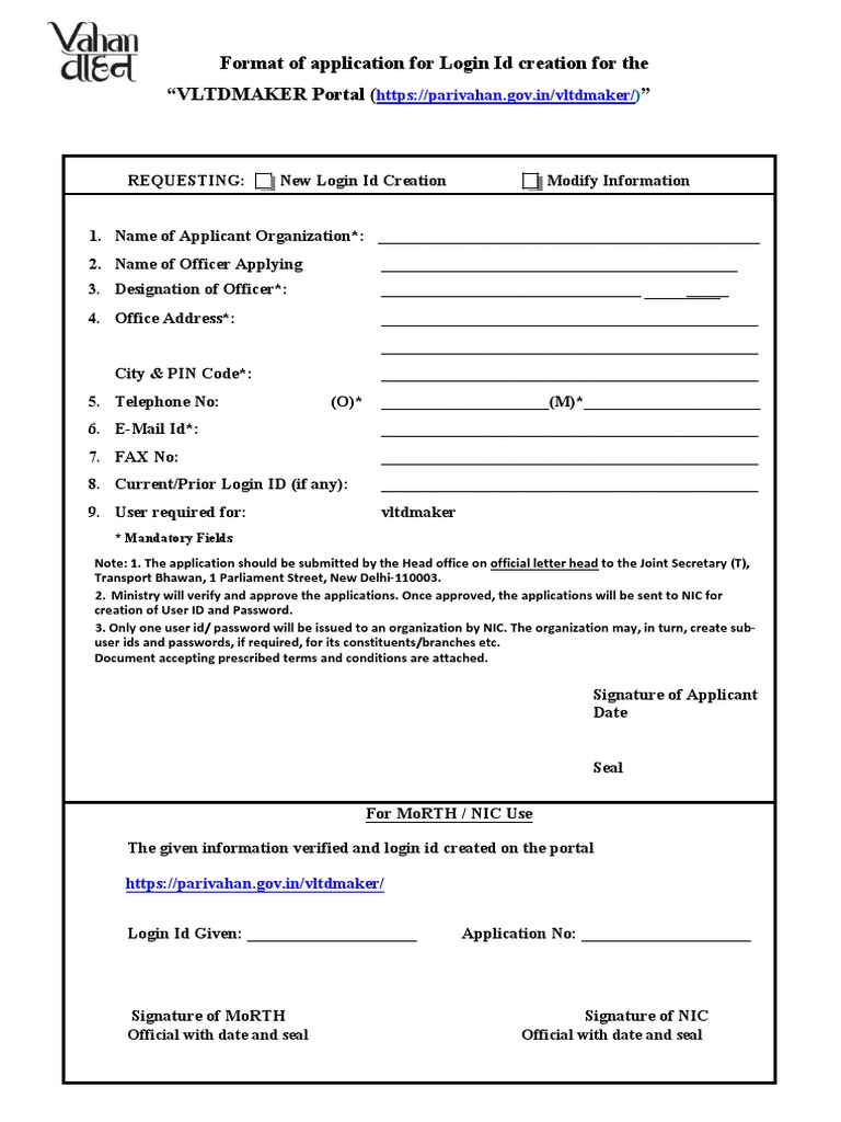 VLTD Maker Portal Login ID Application | PDF | Password | Secure ...