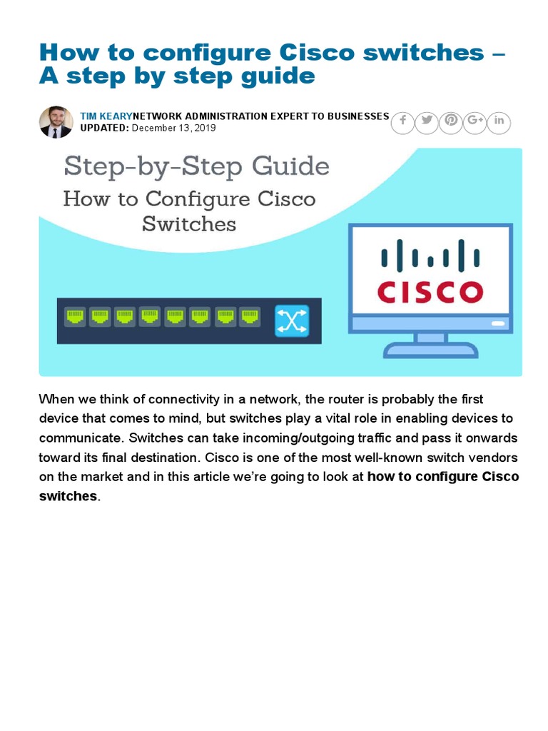 Step-by-Step Cisco Switch Configuration | PDF | Network Switch | Ip Address