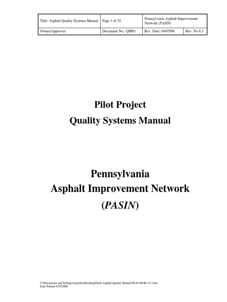 Asphalt Quality Systems Manual Guide | PDF | Quality Management System ...