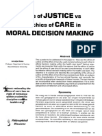 Ethics of Justice Vs The Ethics of Care in Moral Decision Making