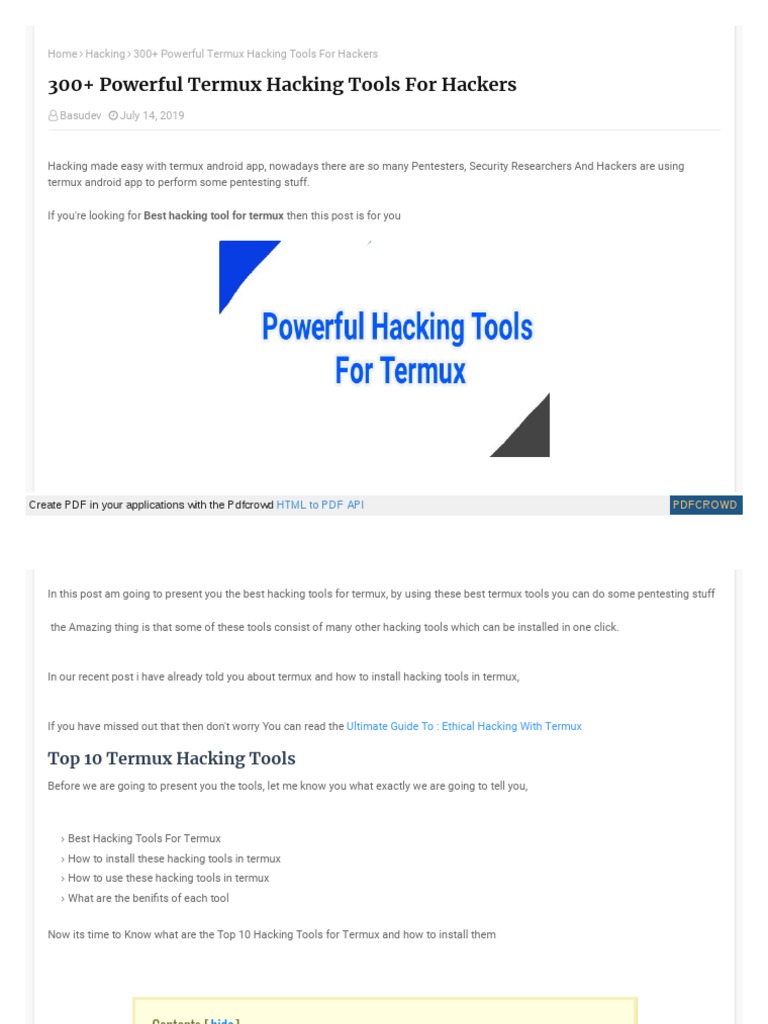 Top 300 Termux Hacking Tools Guide | PDF | Security Hacker | Blog
