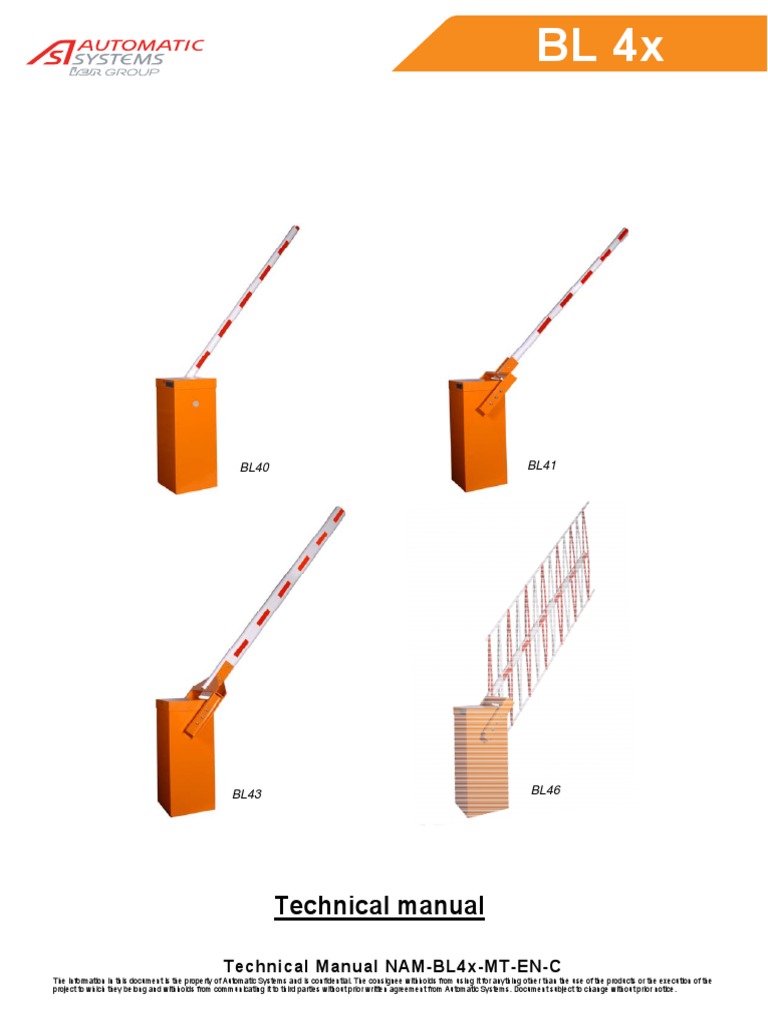 Technical Manual for Automatic Systems BL4x Barrier Gate Series
