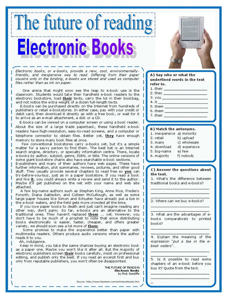 The Future of Reading Electronic Books Ebooks Reading Comprehension