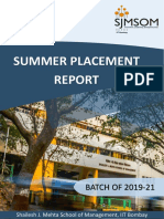 SJMSOM Summer Placement Report 2019