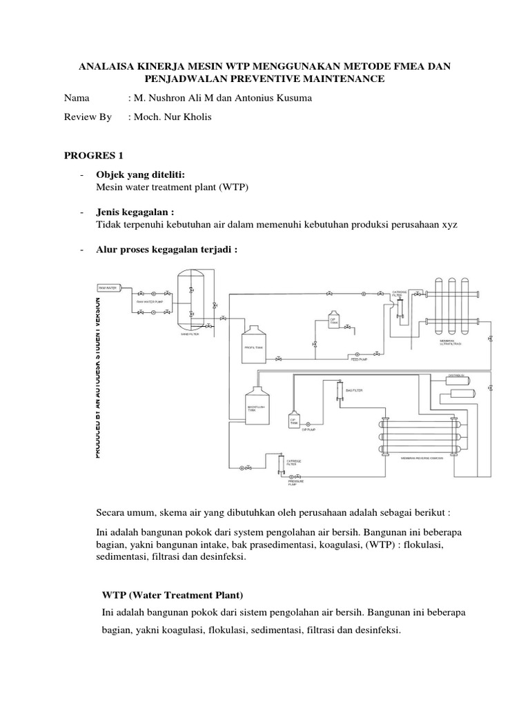 Analisis Kinerja Mesin WTP FMEA | PDF