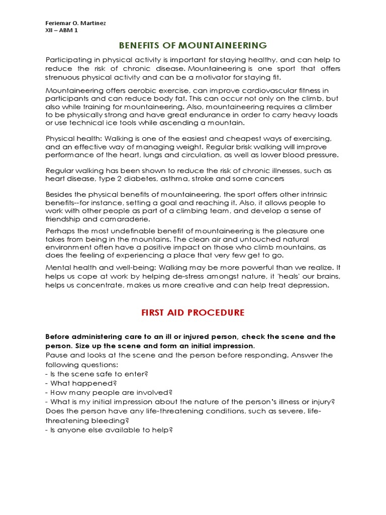 Benefits of Mountaineering PDF Health Care Clinical Medicine