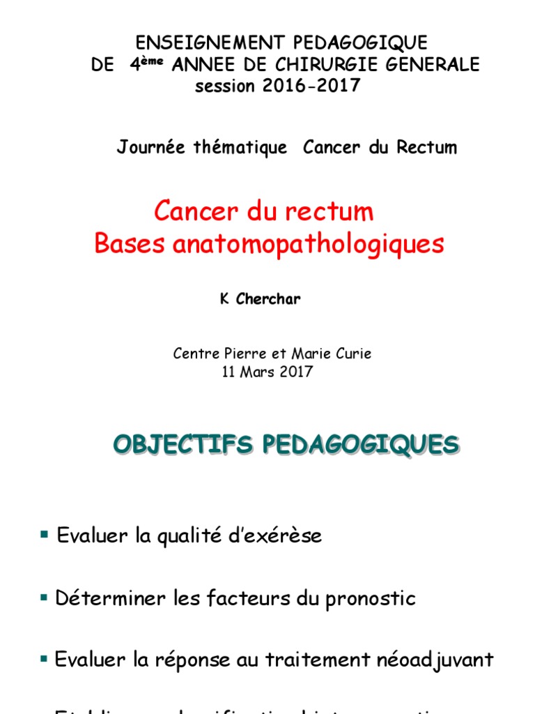 Cancer du Rectum : Évaluation et Pronostic | PDF | Métastase ...