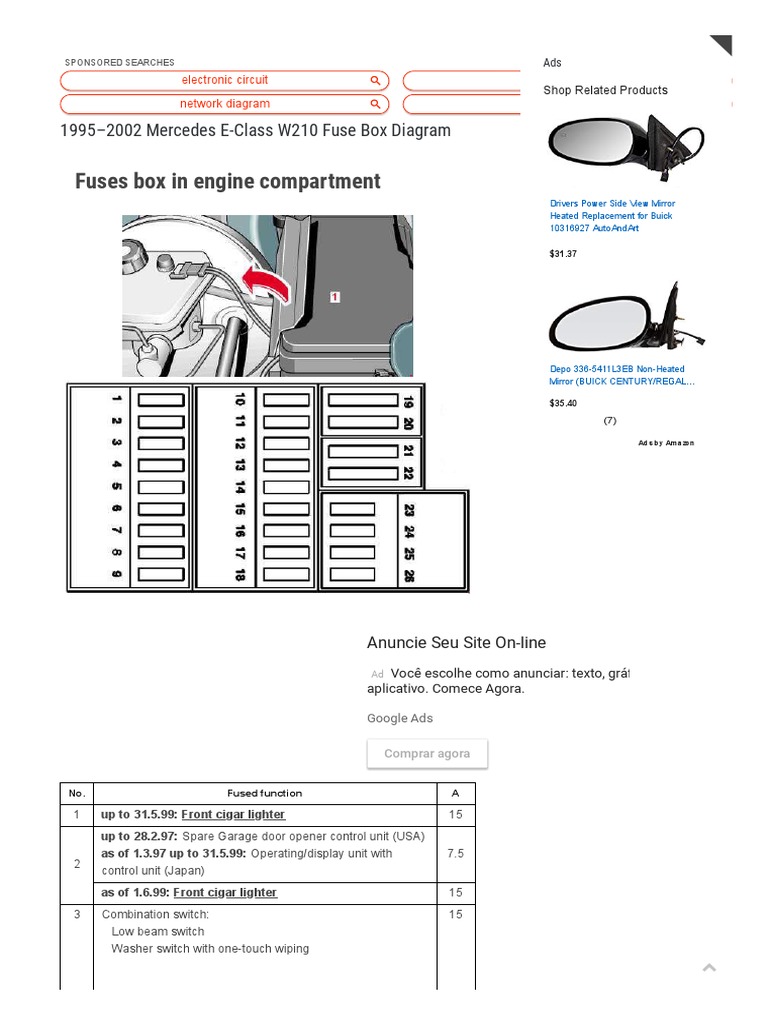 '95'02 Mercedes EClass (W210) Fuse Box Diagram Trunk (Car