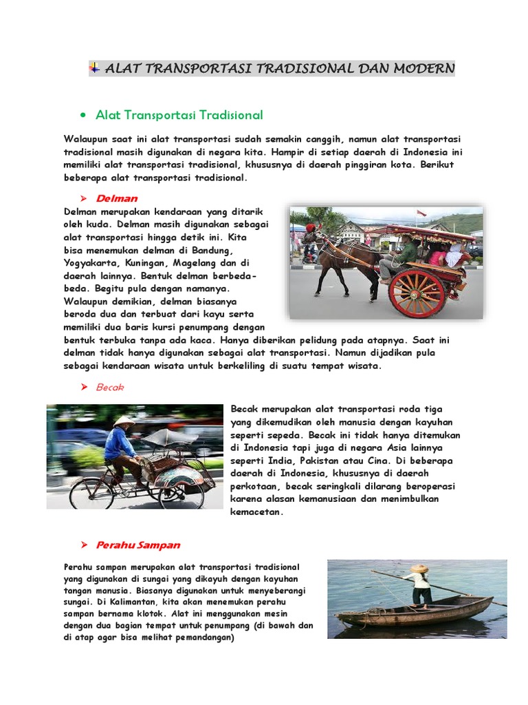 Alat Transportasi Tradisional Dan Modern | PDF