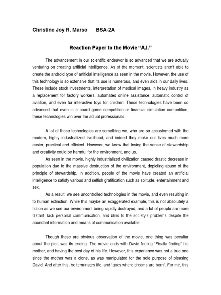 Reaction to 