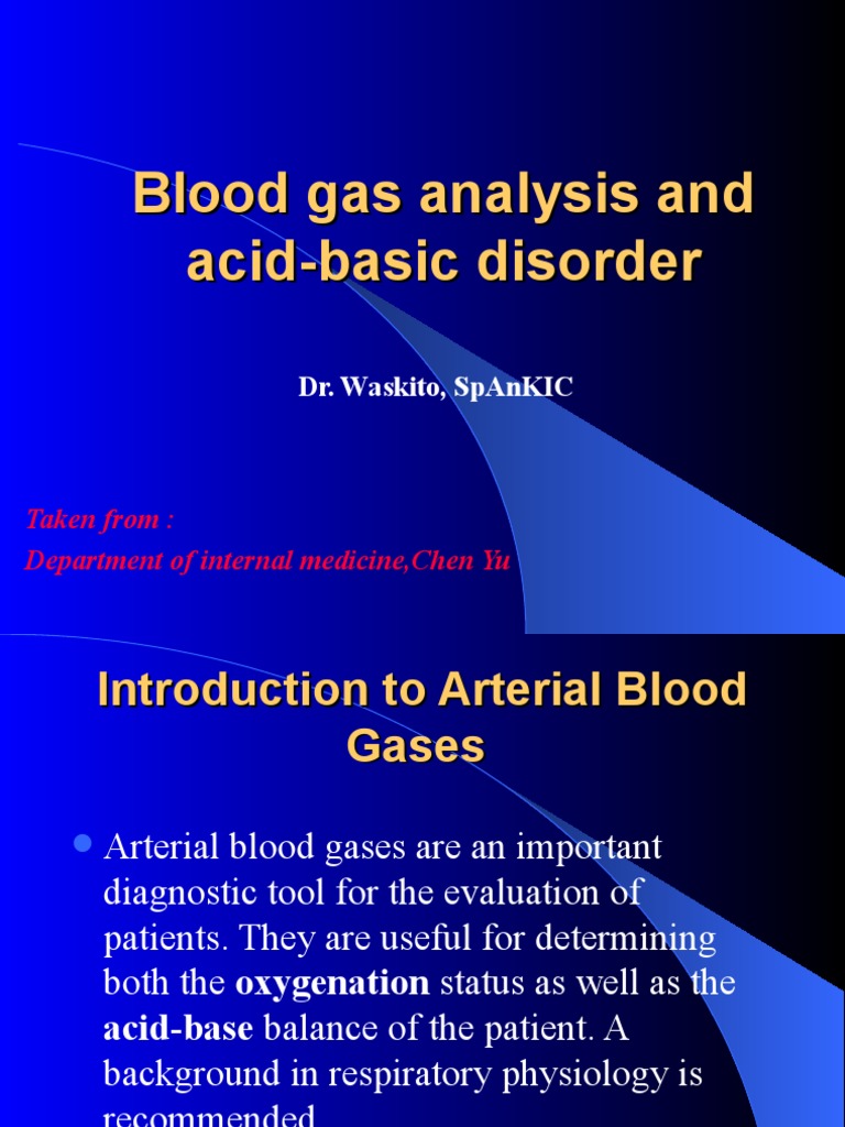 Blood Gas Analysis | PDF | Hypoxia (Medical) | Bicarbonate