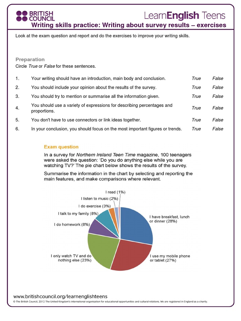 Writing About Survey Results - Exercises PDF | PDF | Question ...