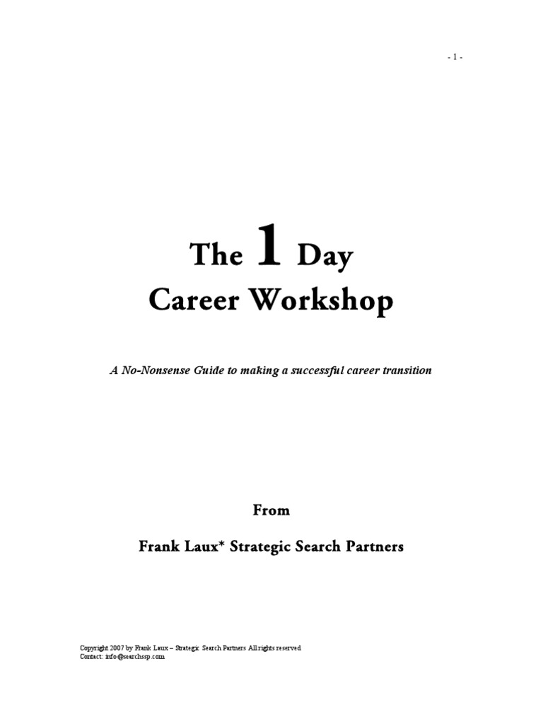 1 Day Career Workshop 2007 | PDF | Résumé | Employment