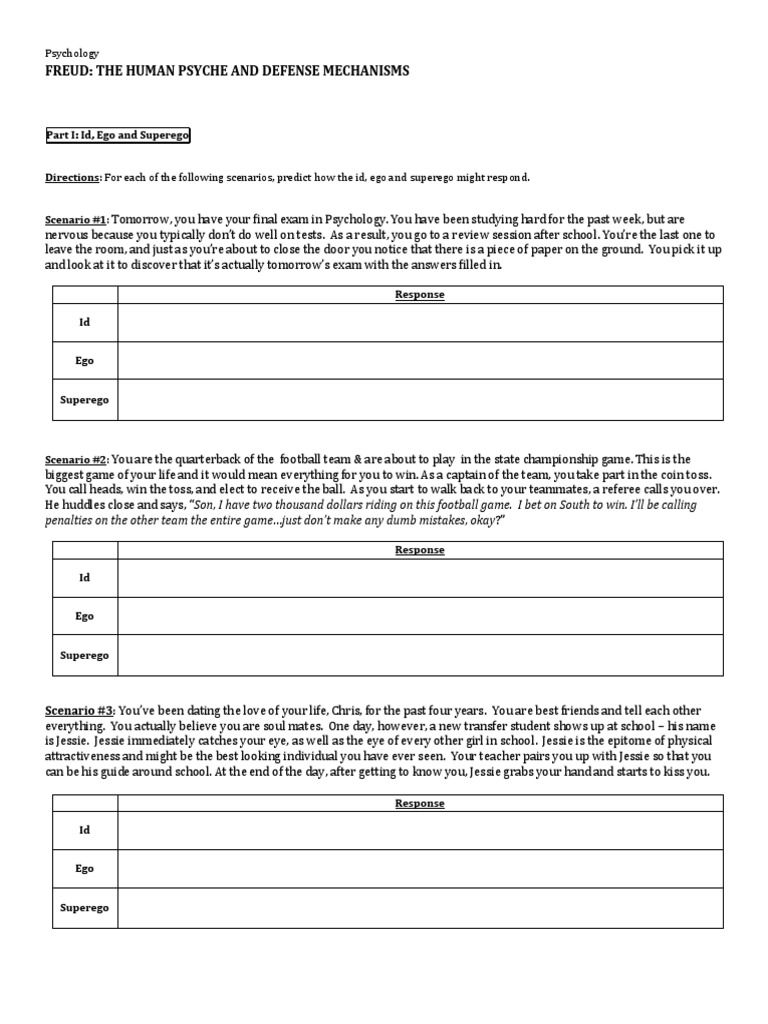 Assignment Defense Mechanisms Defence Mechanisms Id