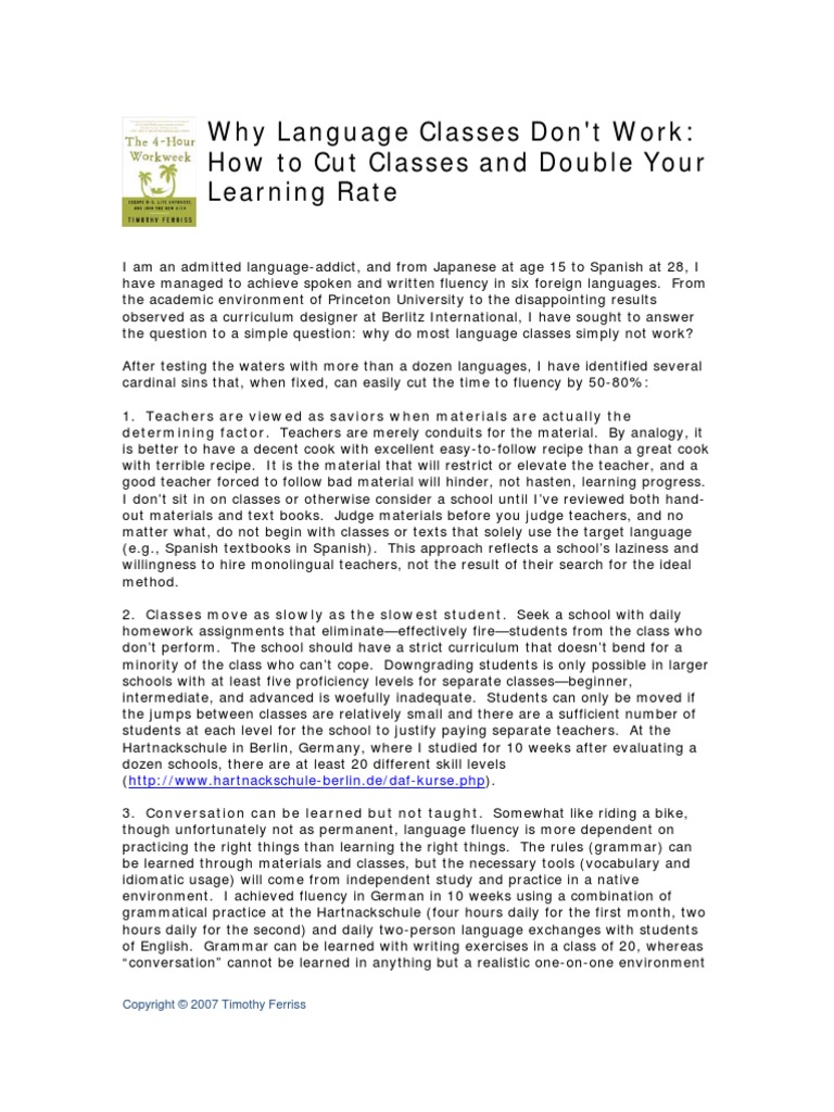 Why Classes Dont Work Pdf Grammar Fluency