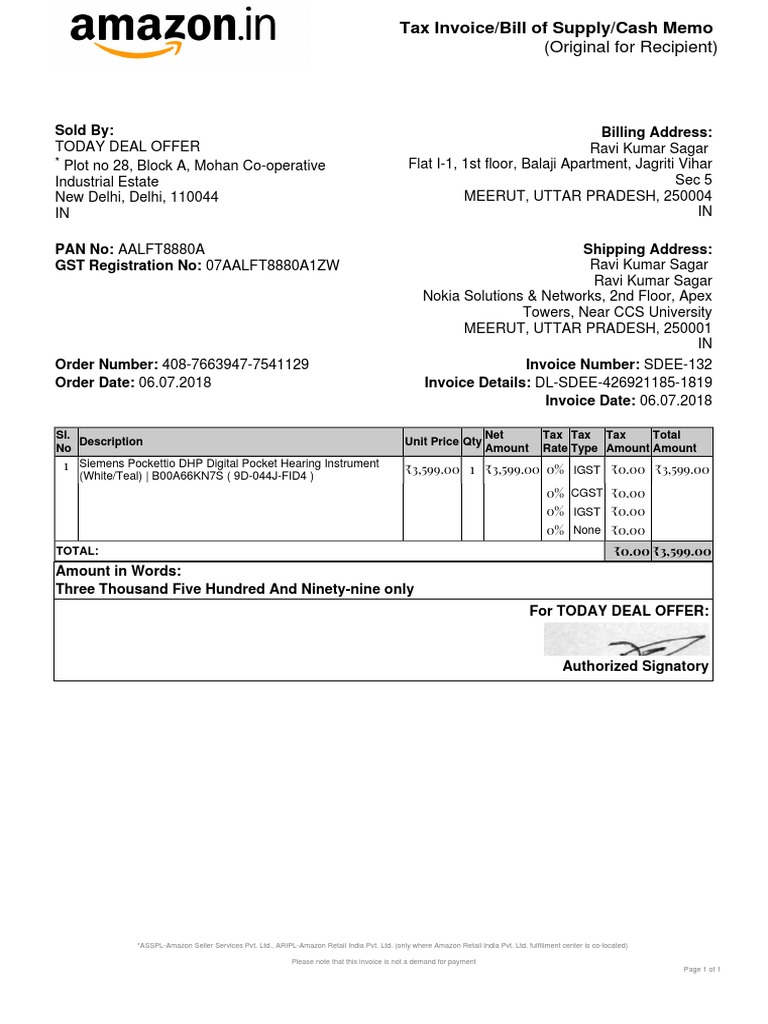 Siemens Hearing Aid PDF PDF Invoice Payments