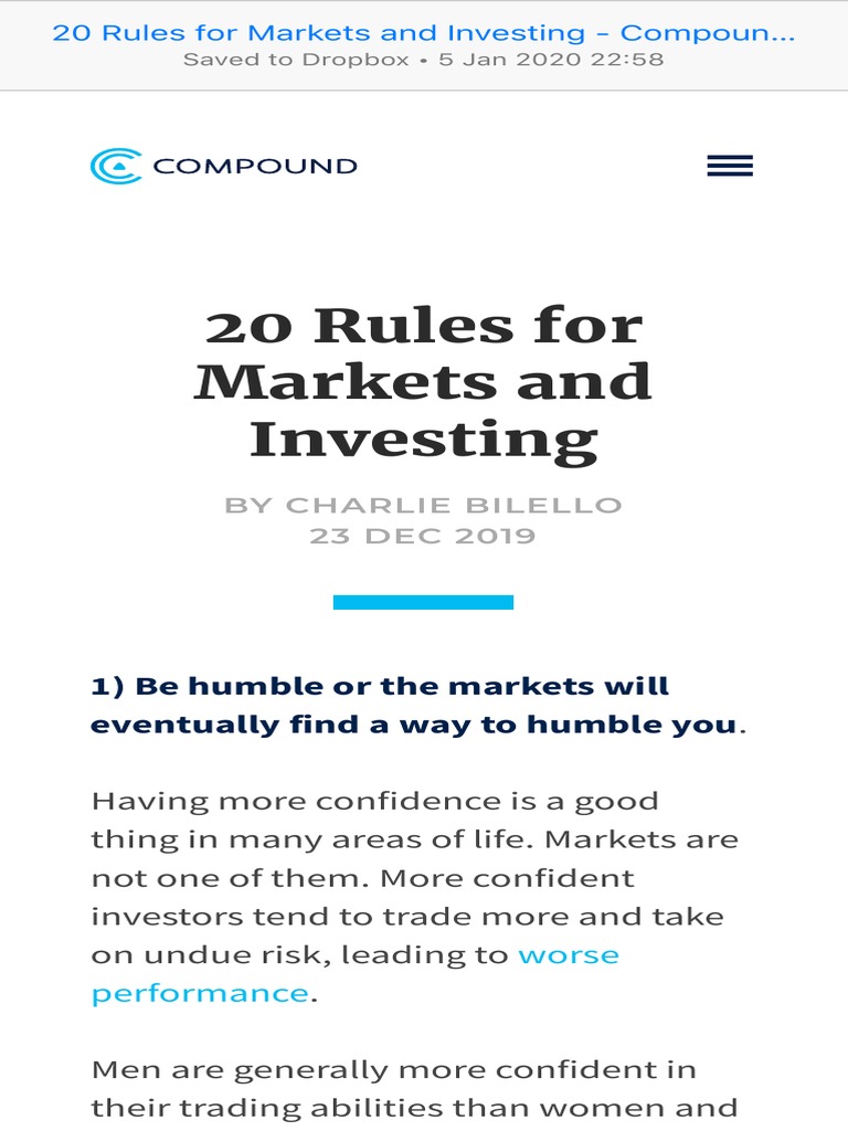 20 Rules For Markets and Investing - Compound Advisors | PDF | Stock ...