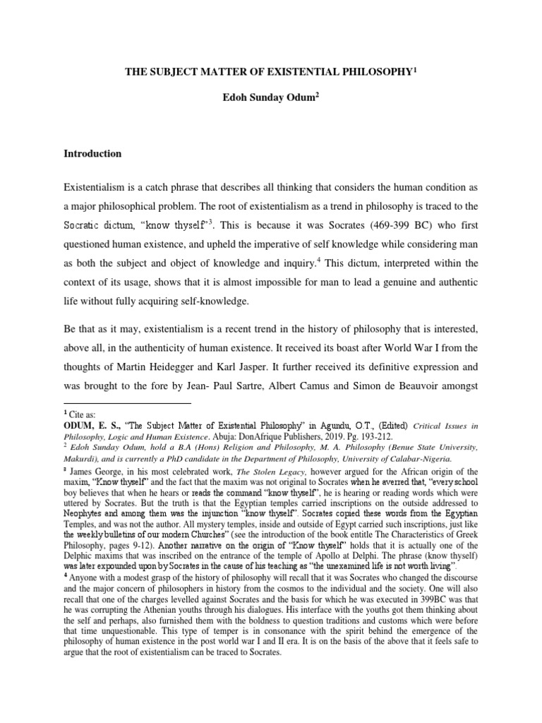 Overview of Existential Philosophy | PDF | Authenticity (Philosophy ...