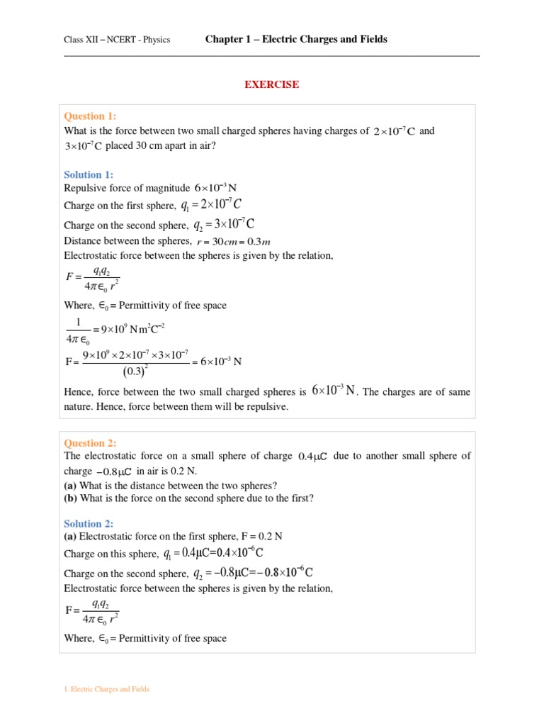 Chapter 1 - Electric Charges and Fields | PDF | Electric Field | Flux
