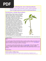 Factors Affecting The Rate of Photosynthesis