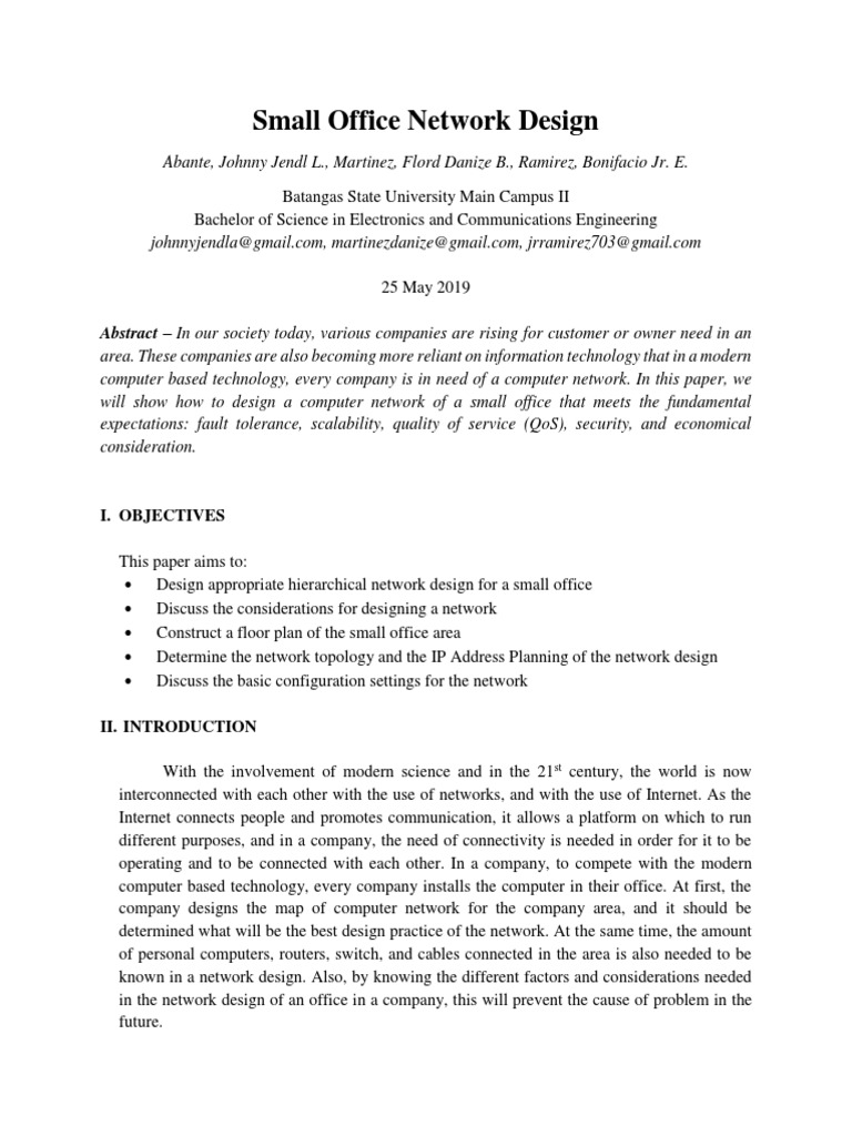 Small Office Network Design Group of 3 1 PDF Network Topology Quality Of Service