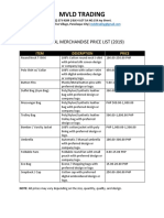 MVLD General Merhandise Price List