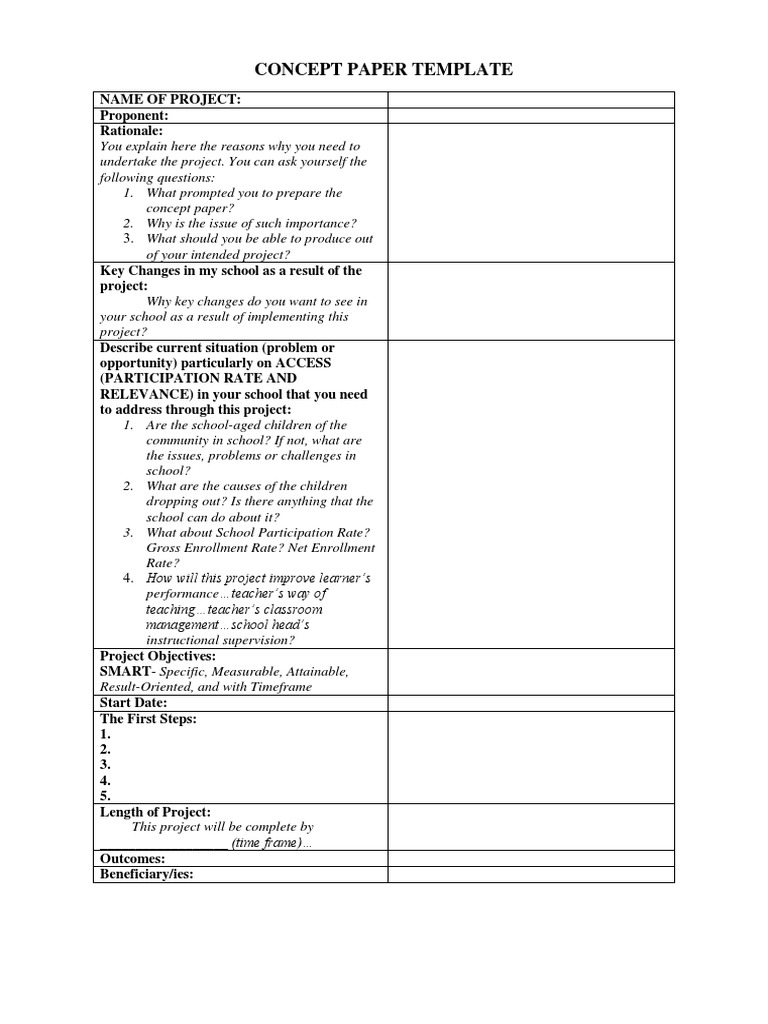 Concept Paper Template for Projects | PDF | Innovation | Behavior ...