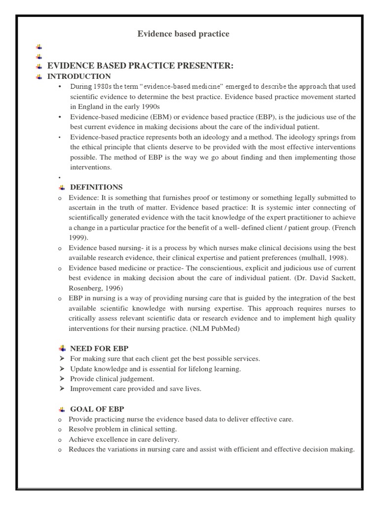 Evidence-Based Practice in Nursing | PDF | Evidence Based Medicine ...
