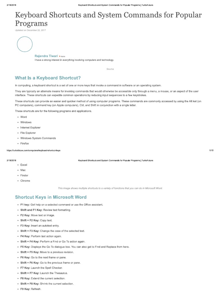 Keyboard Shortcuts | PDF