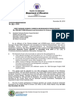 Division Memorandum No. 252 S 2019 First Division Science Curriculum Research Forum (DSCRF) Re Project Rise