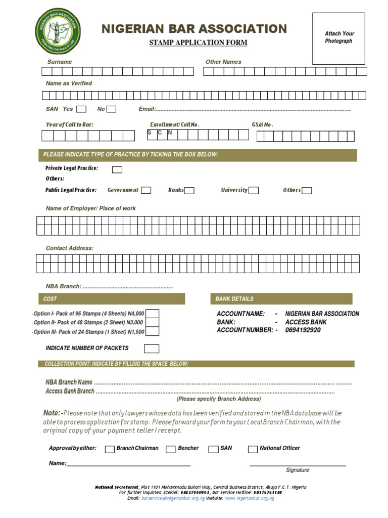 NBA Stamp Application Form 2025 | PDF | Computing | Business