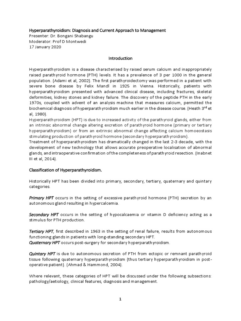 Hyperparathyroidism: Diagnosis & Management | PDF | Parathyroid Gland ...