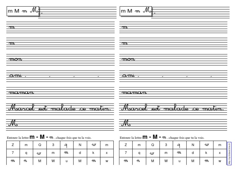 Exercices sur la lettre M pour CP | PDF