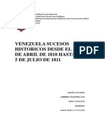 Venezuela Sucesos Historicos Desde El 19 de Abril de 1810 Hasta El 5 de Julio de 1811