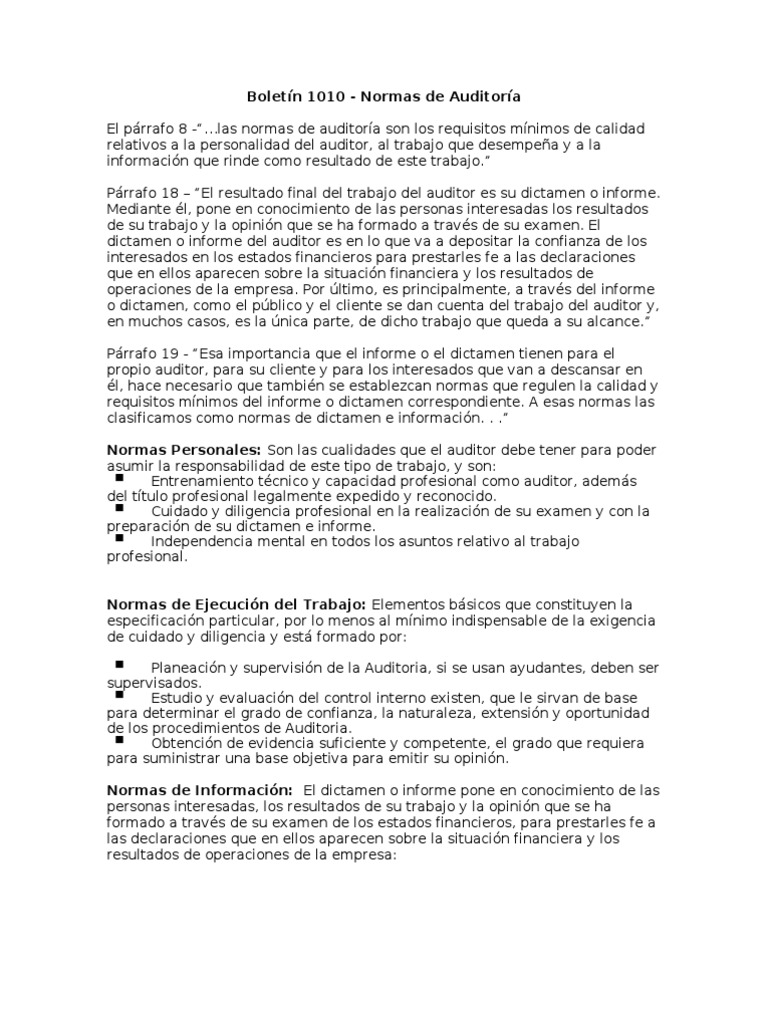 Normas Generales de Auditoria (Conla, Imcp, Imai) | PDF | Auditoría ...