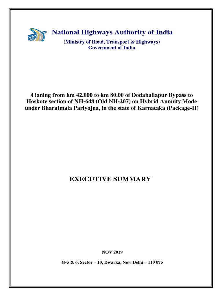 NHAI Report Highway Package PDF Economic Growth Road