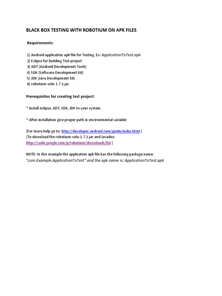 Robotium Black Box Testing Guide | PDF | Eclipse (Software) | Computing ...