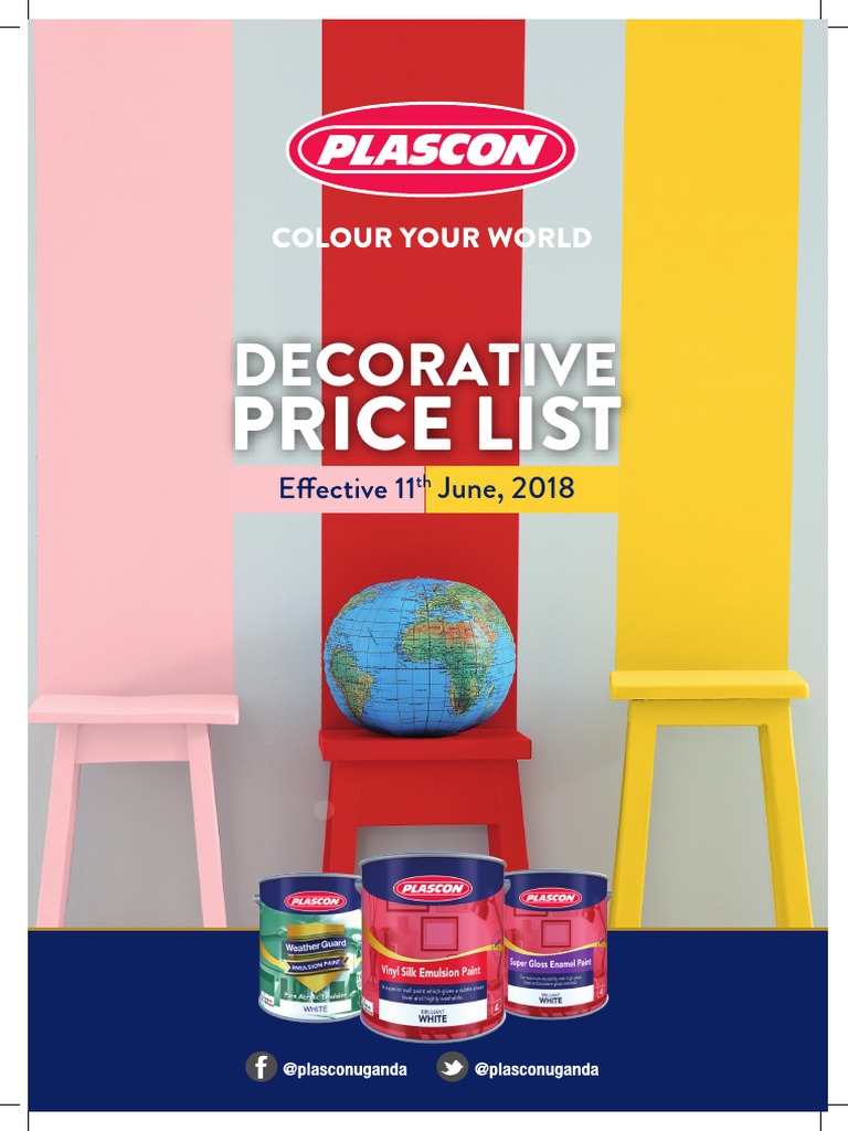 油漆价钱plascon Price List June 2018 Print Ready PDF Varnish Art Materials