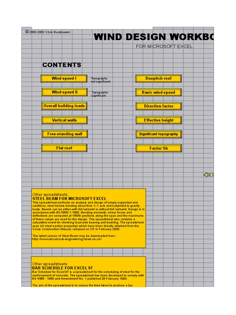 Wind Calculation BS 6399 Spreadsheet Microsoft Excel