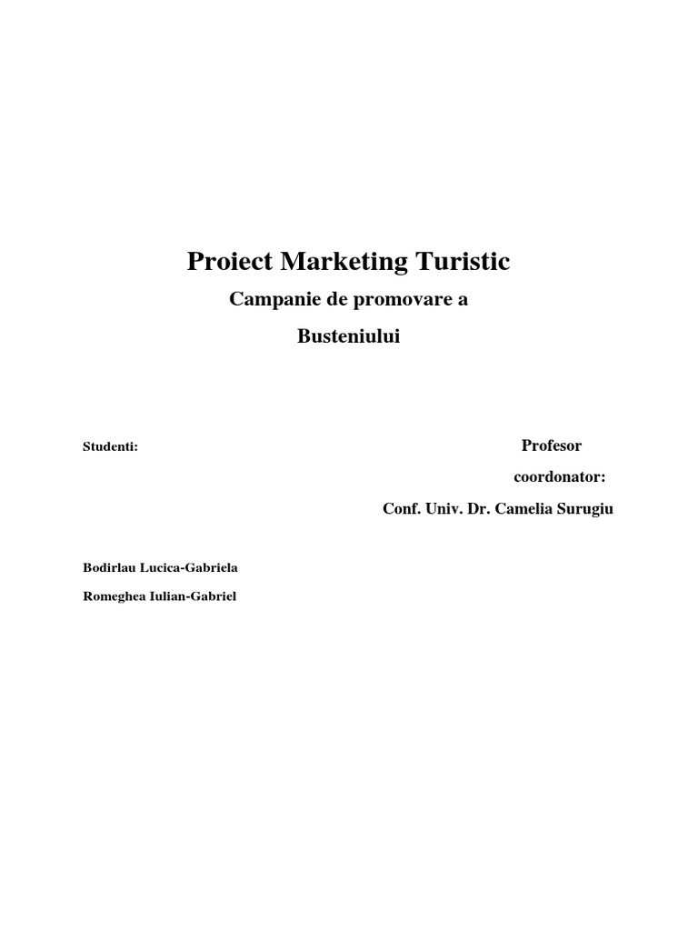 Proiect Marketing Turistic | PDF
