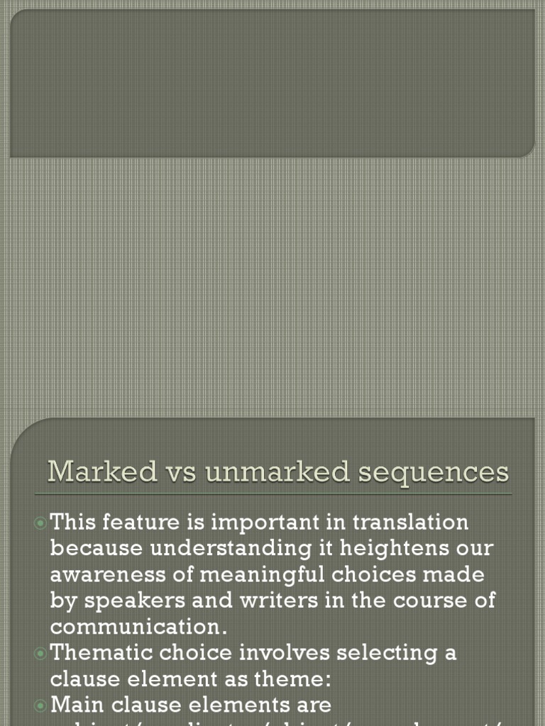 Marked Vs Unmarked PDF Clause Verb
