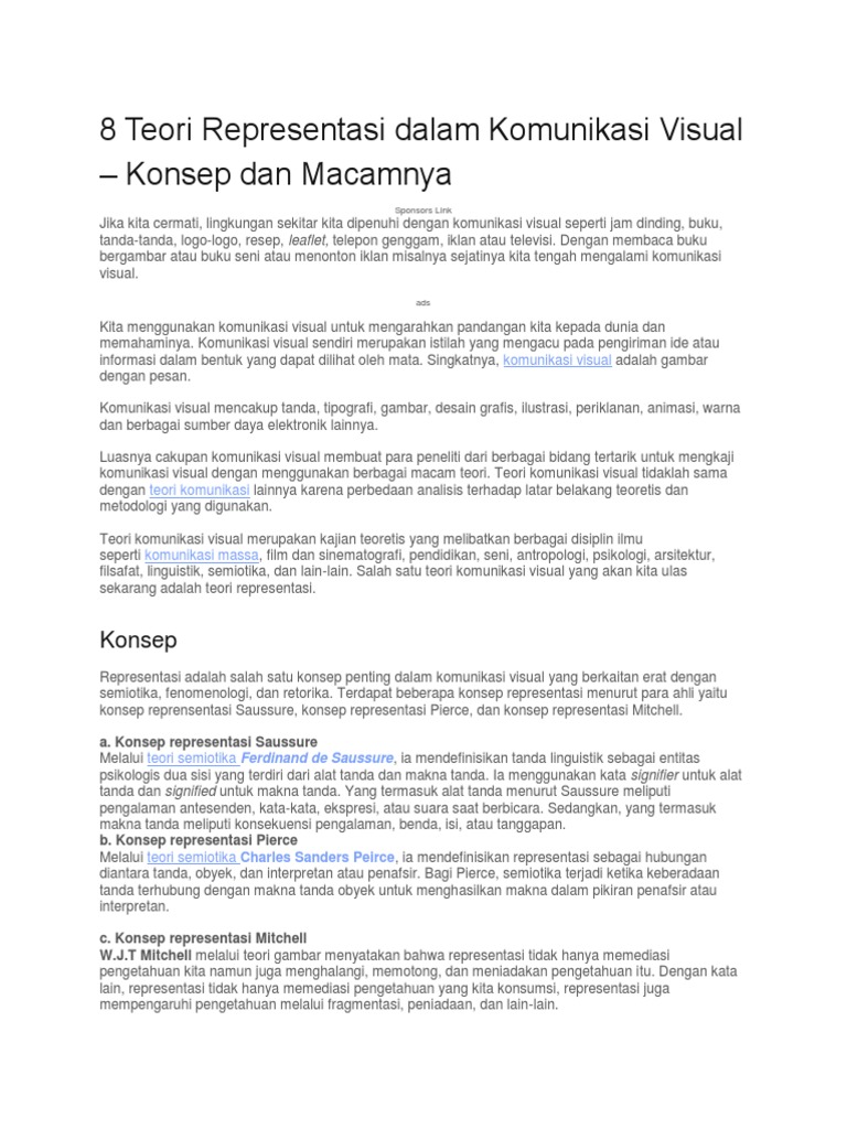 8 Teori Representasi Dalam Komunikasi Visual | PDF