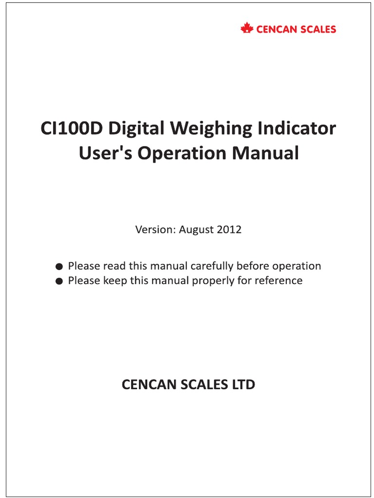 CI100D User Manural PDF | PDF