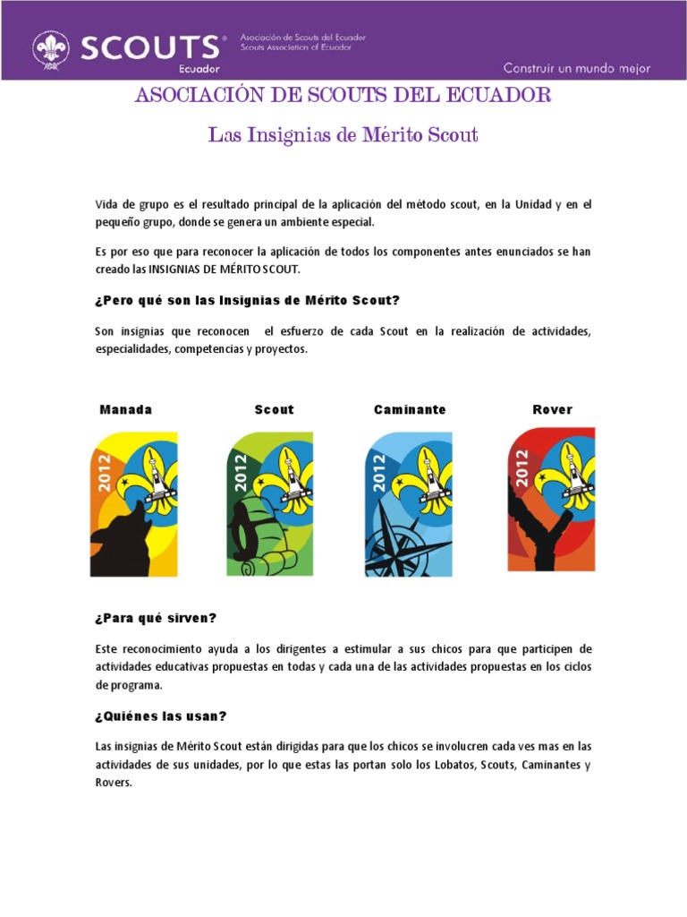 Insignias de Mérito Scout | PDF | Exploración | Movimientos juveniles, image size:768x1024