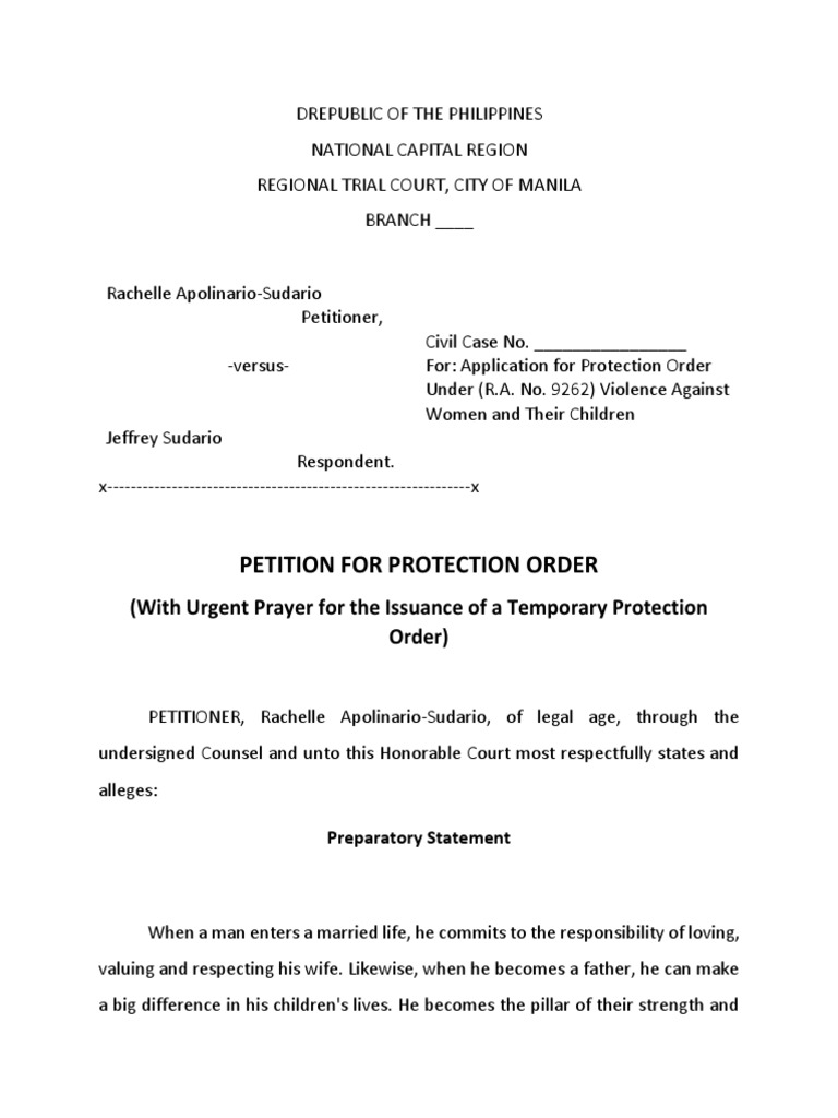 Sample | PDF | Restraining Order | Violence