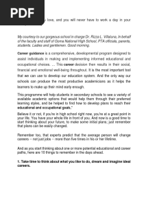 Welcome Speech For Career Guidance