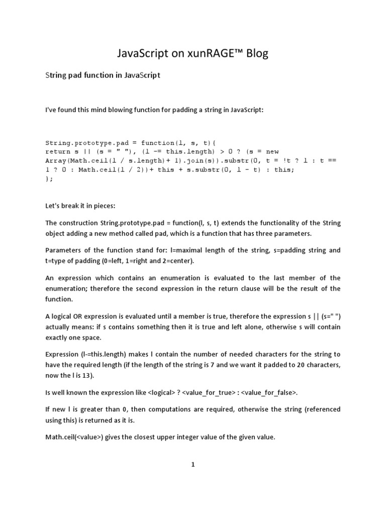 Javascript On Xunrage Blog String Computer Science Java Script